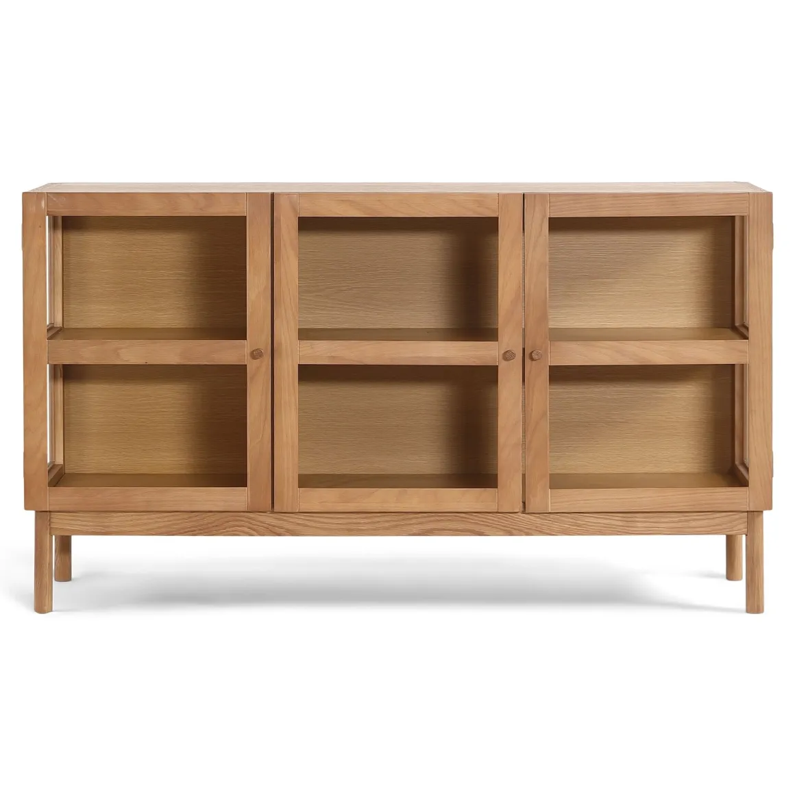Havana egetræ glas skænk/vitrineskab med 3 låger - 80x40x140 cm