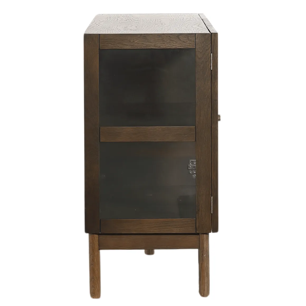 Havana egetræ glas skænk/vitrineskab i røget eg med 3 låger - 80x40x140 cm