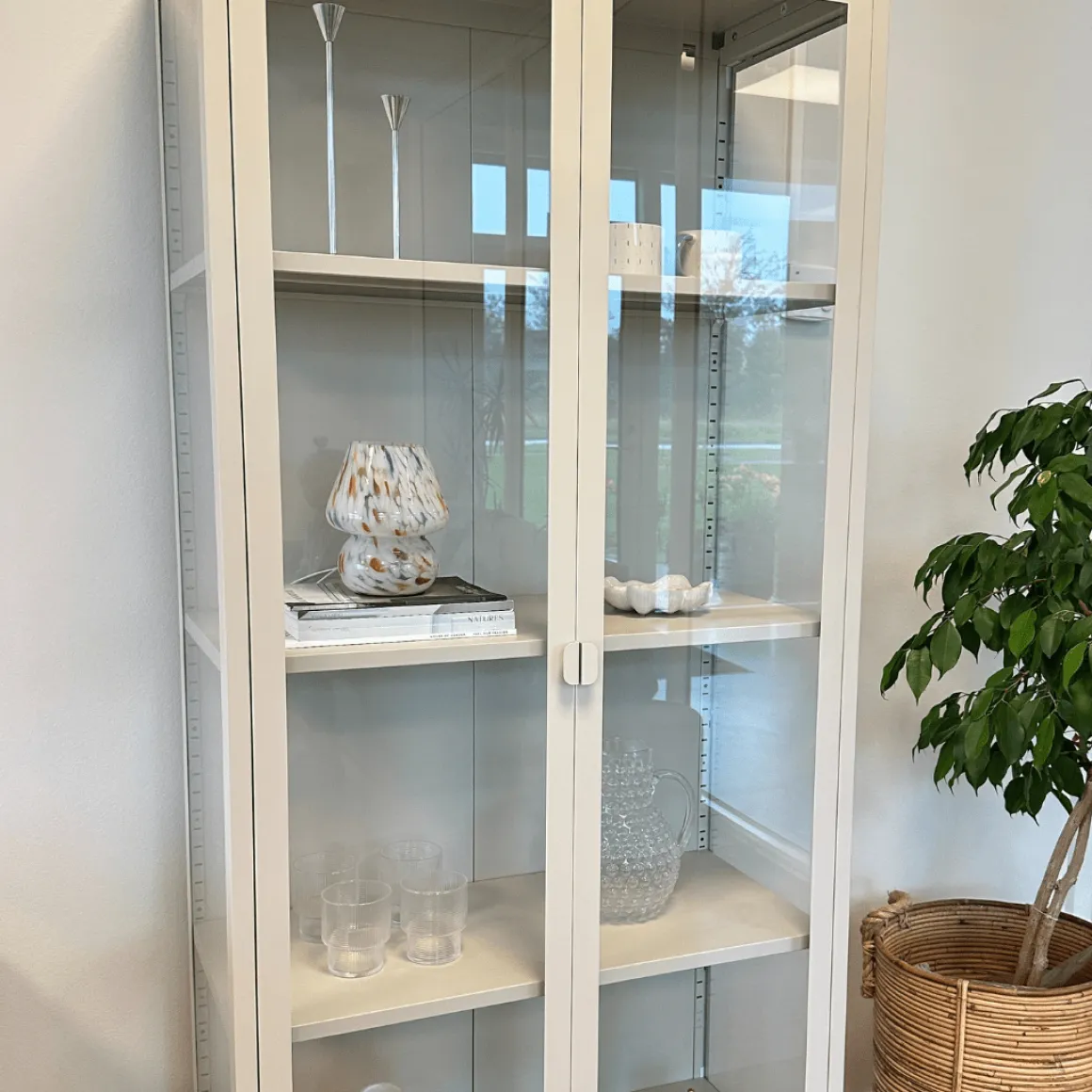 Herman glas skænk/vitrineskab - Beige metal 80x40x105 cm