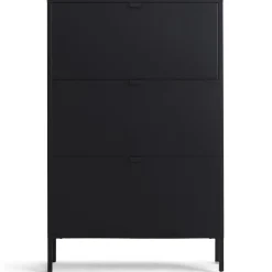 Herman Skoskab - Sort metal med 3 rum - 80x26x125 cm