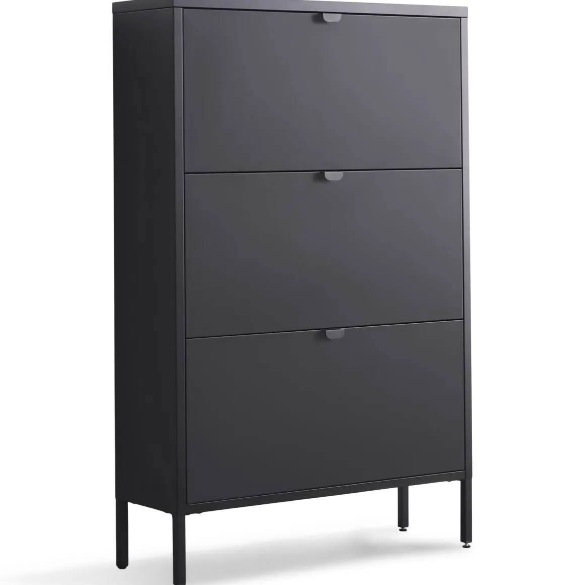 Herman Skoskab - Sort metal med 3 rum - 80x26x125 cm