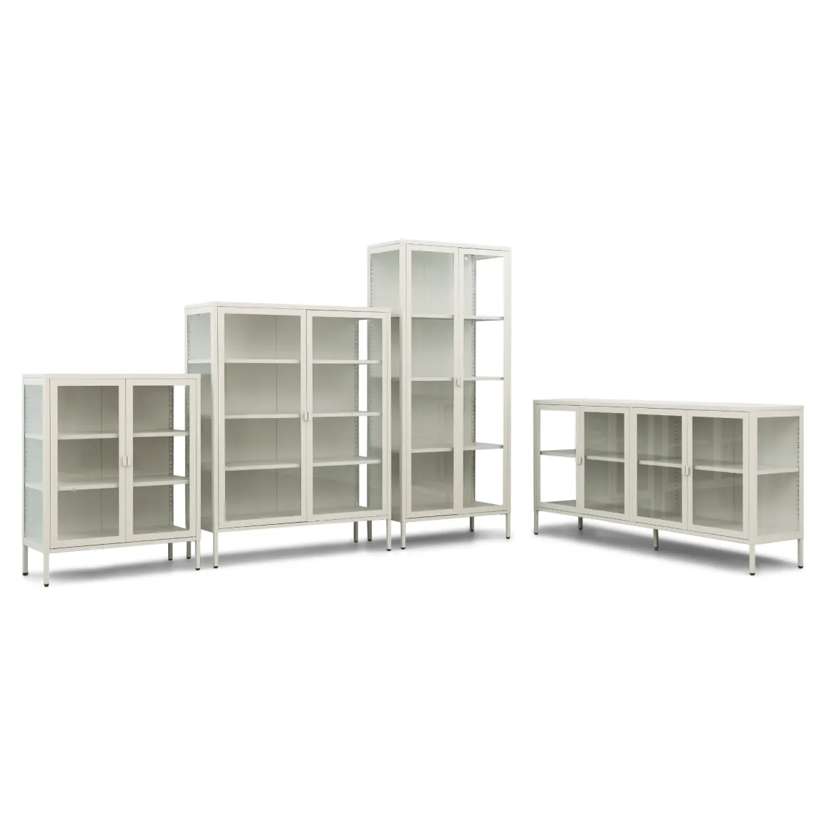 Herman Vitrineskab - Beige metal/glas - 110x40x140 cm