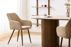 Jenna spisebordsstol - sand tekstil med røget egelook