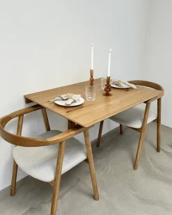 Jocelyn spisebordsstol i eg med beige stofsæde