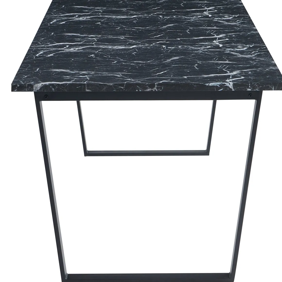Karl spisebord i mat sort med marmor look - 210 x 90 cm
