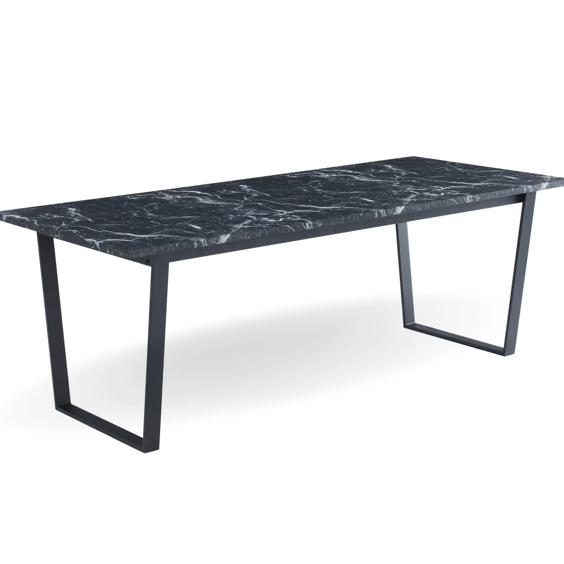 Karl spisebord i mat sort med marmor look - 210 x 90 cm