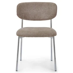 Lucinda spisebodsstol i chrome med sand tekstil
