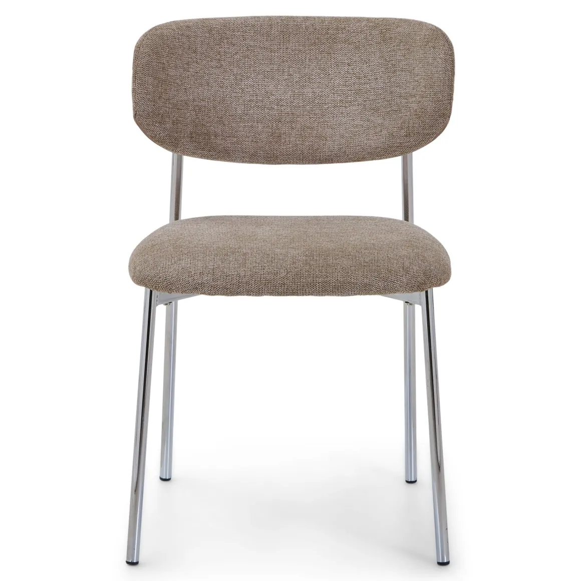 Lucinda spisebodsstol i chrome med sand tekstil