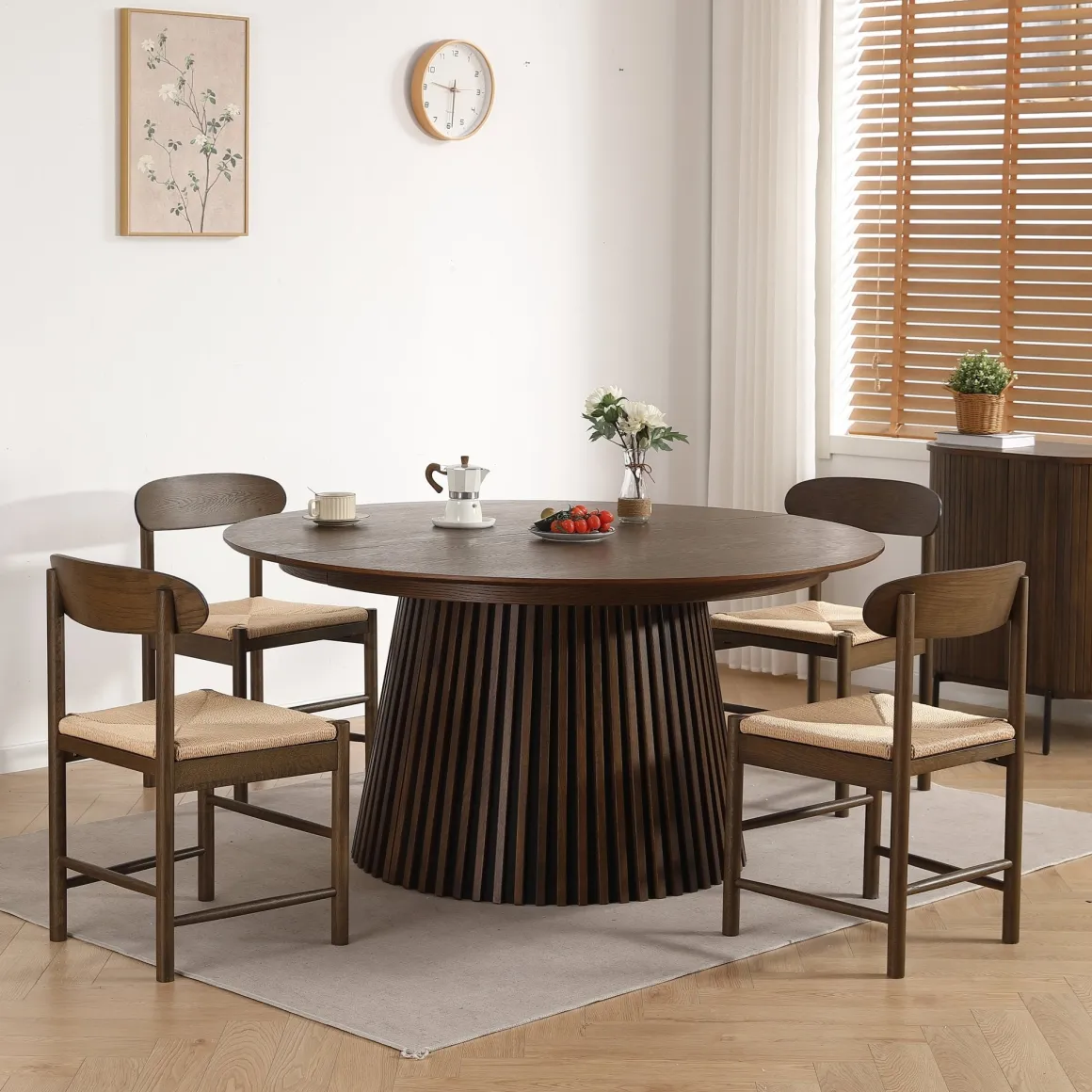 Madison træstol i røget eg med flet sæde