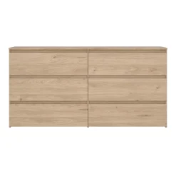 Maise kommode H:70 x B:138 x B:41 cm med 6 skuffer i egelook