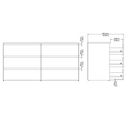 Maise kommode H:70 x B:138 x B:41 cm med 6 skuffer i egelook