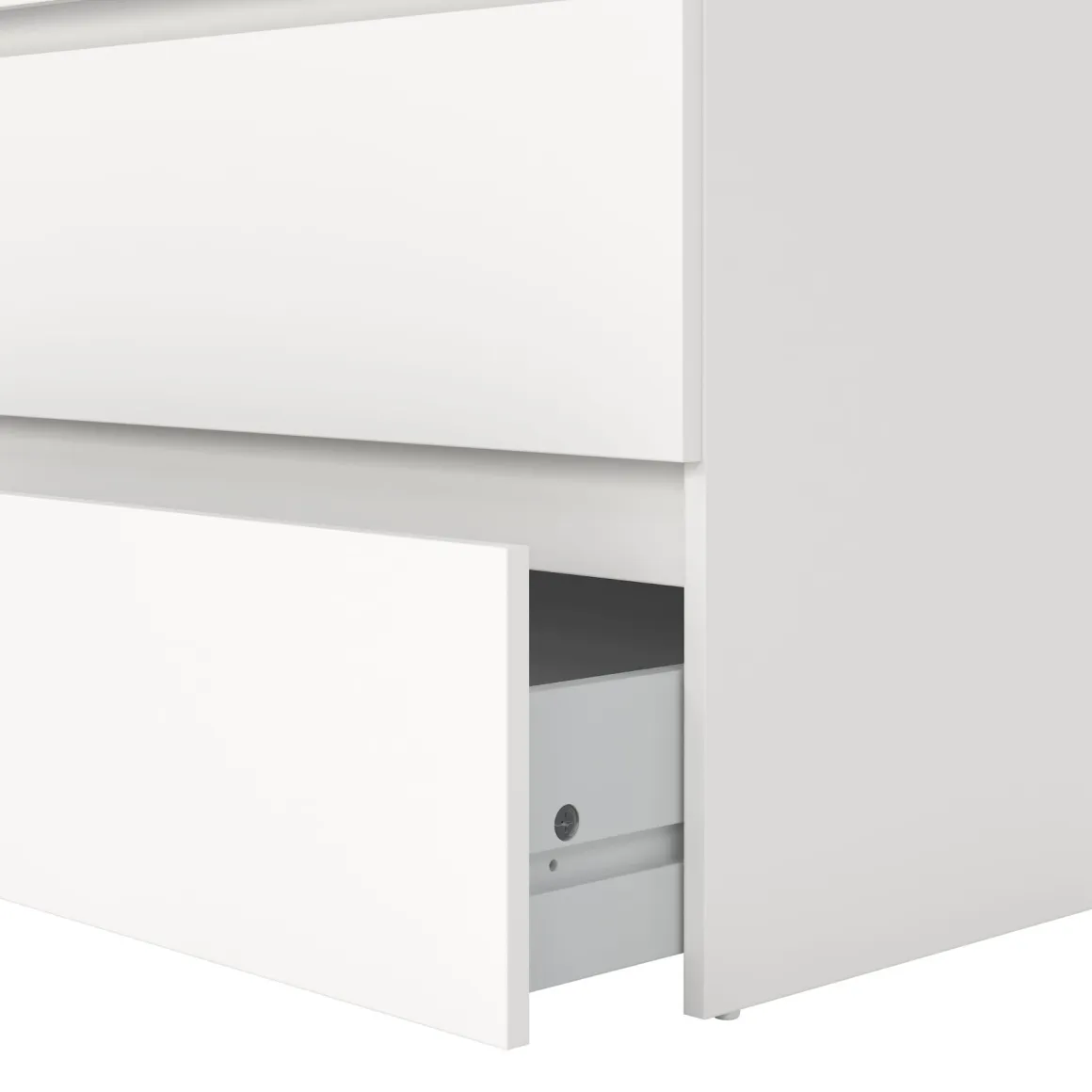 Maise kommode H:114 x B:65 x D:41 cm med 5 skuffer i hvid. Uden emballage / Mindre skader - se produktbeskrivelse (OUB12278)