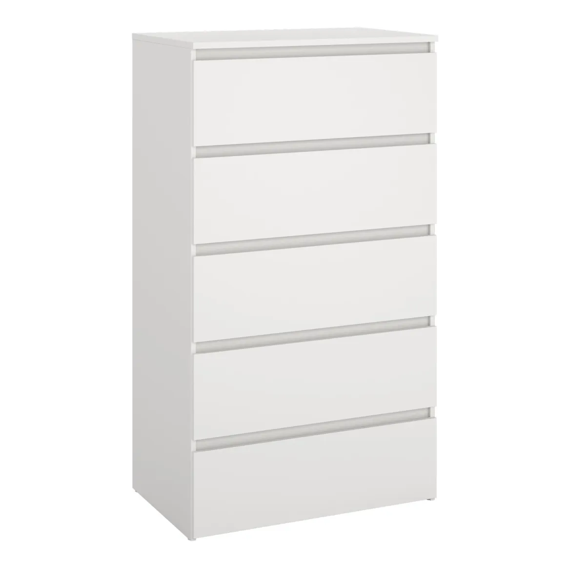 Maise kommode H:114 x B:65 x D:41 cm med 5 skuffer i hvid. Uden emballage / Mindre skader - se produktbeskrivelse (OUB12278)