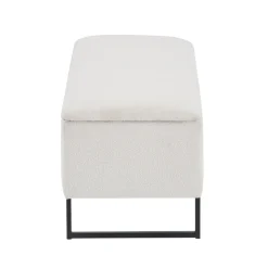 Malika bænk med opbevaring i hvid boucle 95x35x40 cm