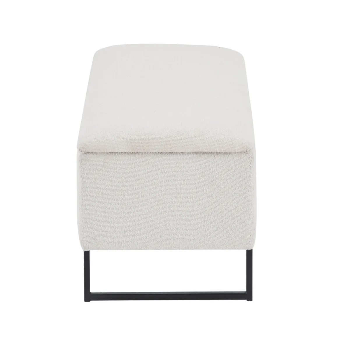 Malika bænk med opbevaring i hvid boucle 95x35x40 cm