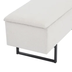 Malika bænk med opbevaring i hvid boucle 95x35x40 cm