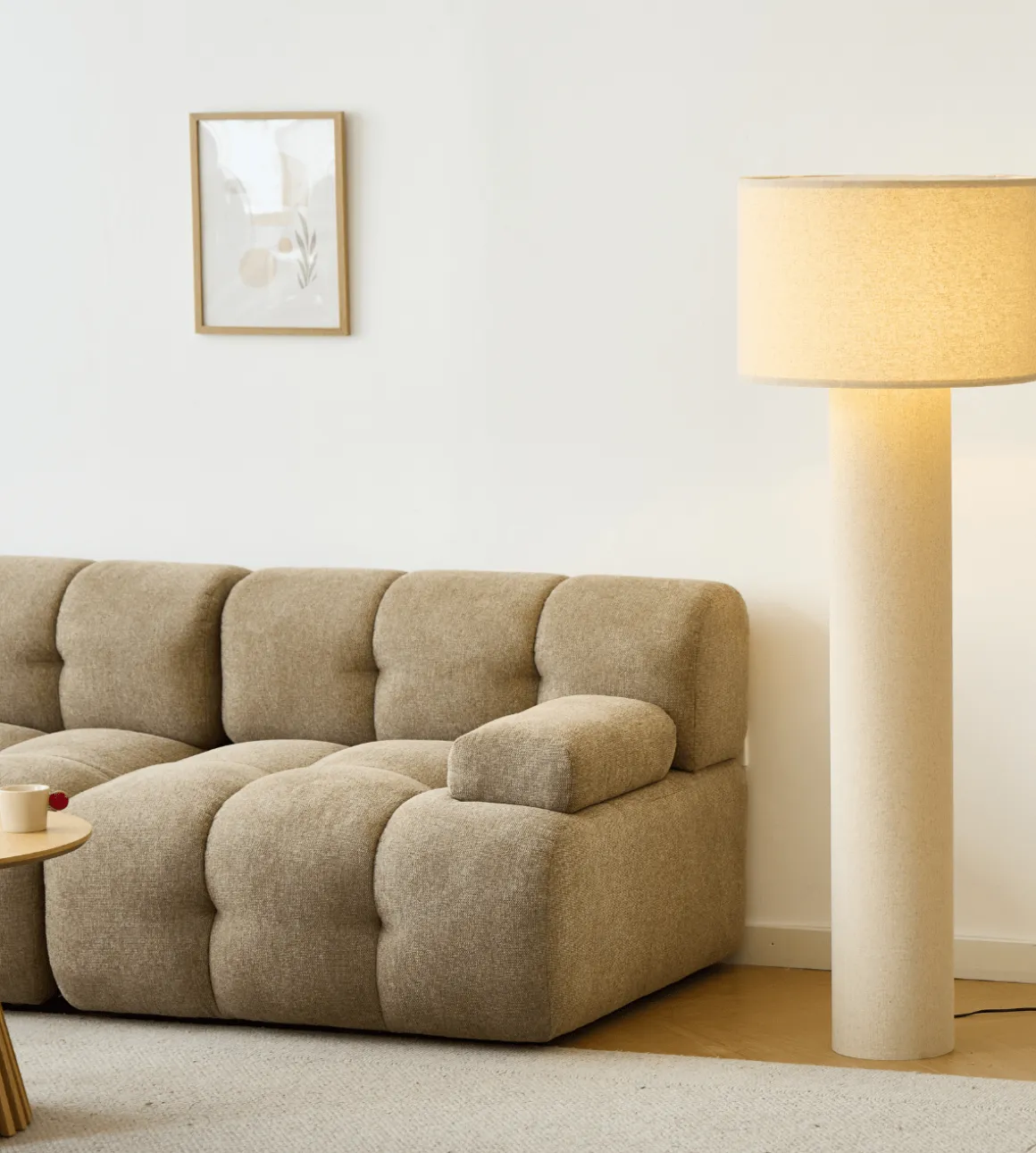 Mariah gulvlampe med lampeskærm i linned 145 x 50 cm