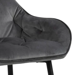Mario barstol med ryglæn - Grå velour 65 cm