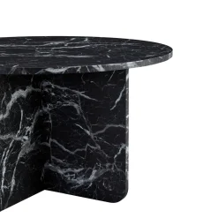 Mercy sofabord sort marmor look Ø80 cm