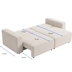 Noelle sovesofa i beige tekstil