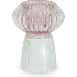 Nori glas fyrfadsstage lyserød/klar 13,5 cm