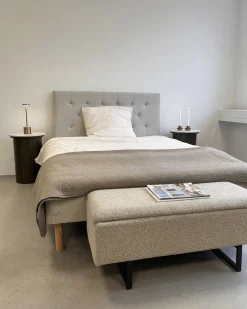 Premium boxmadras seng i beige 140x200 cm med 7 cm topmadras i memoryskum ekskl. ben
