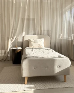 Premium Christian seng i beige 90x200 cm inkl. sengelameller og madrasser