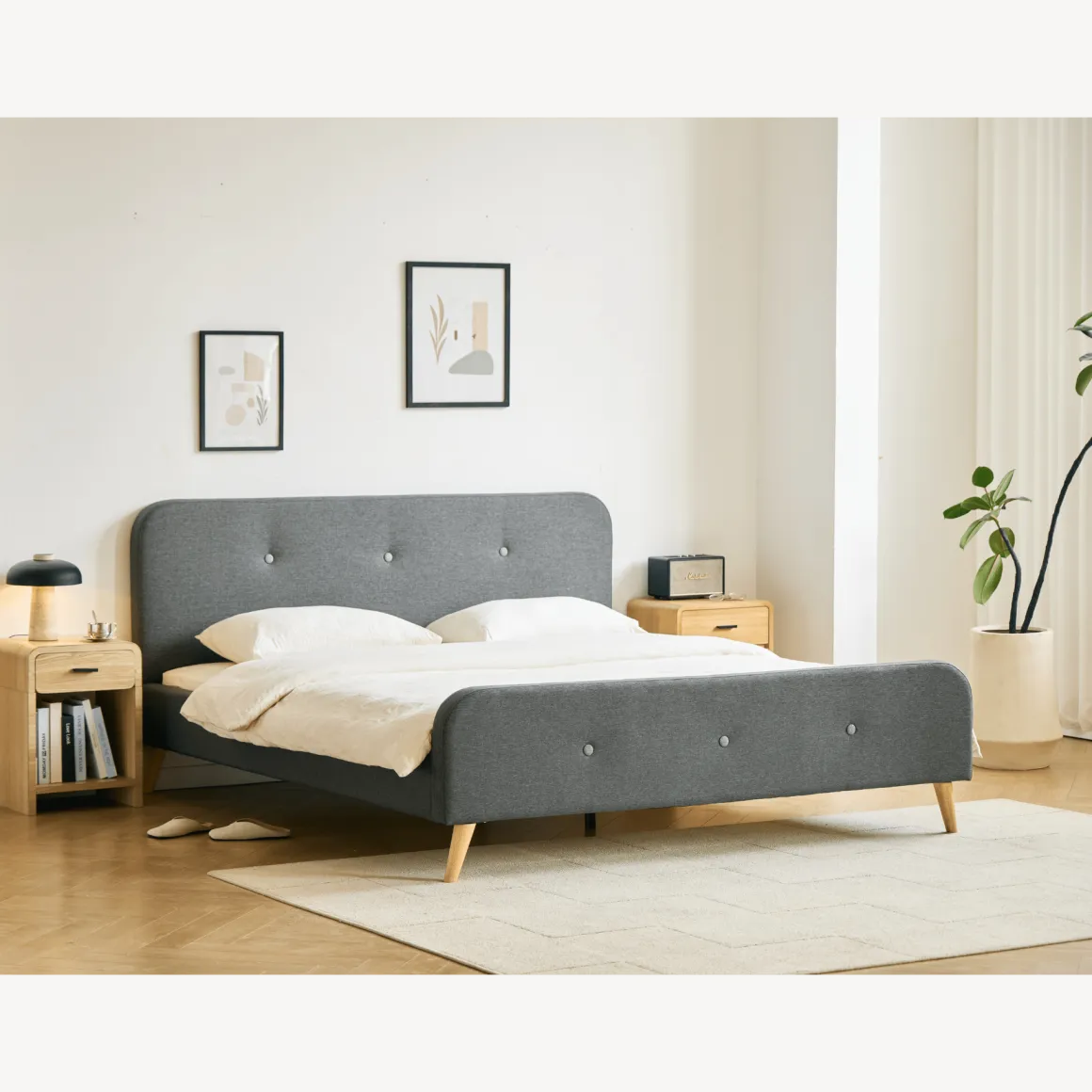 Premium Christian seng i grå 180x200 cm inkl. sengelameller og madrasser
