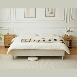 Premium Kontinentalseng i beige 180x200 cm med 7 cm topmadras i memoryskum inkl. chrome ben