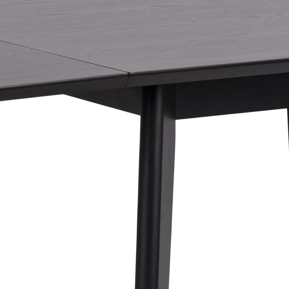 Rickie - Sort klap ud spisebord med tillægsplade i sortlakeret egefiner - 80/120 x 80 cm