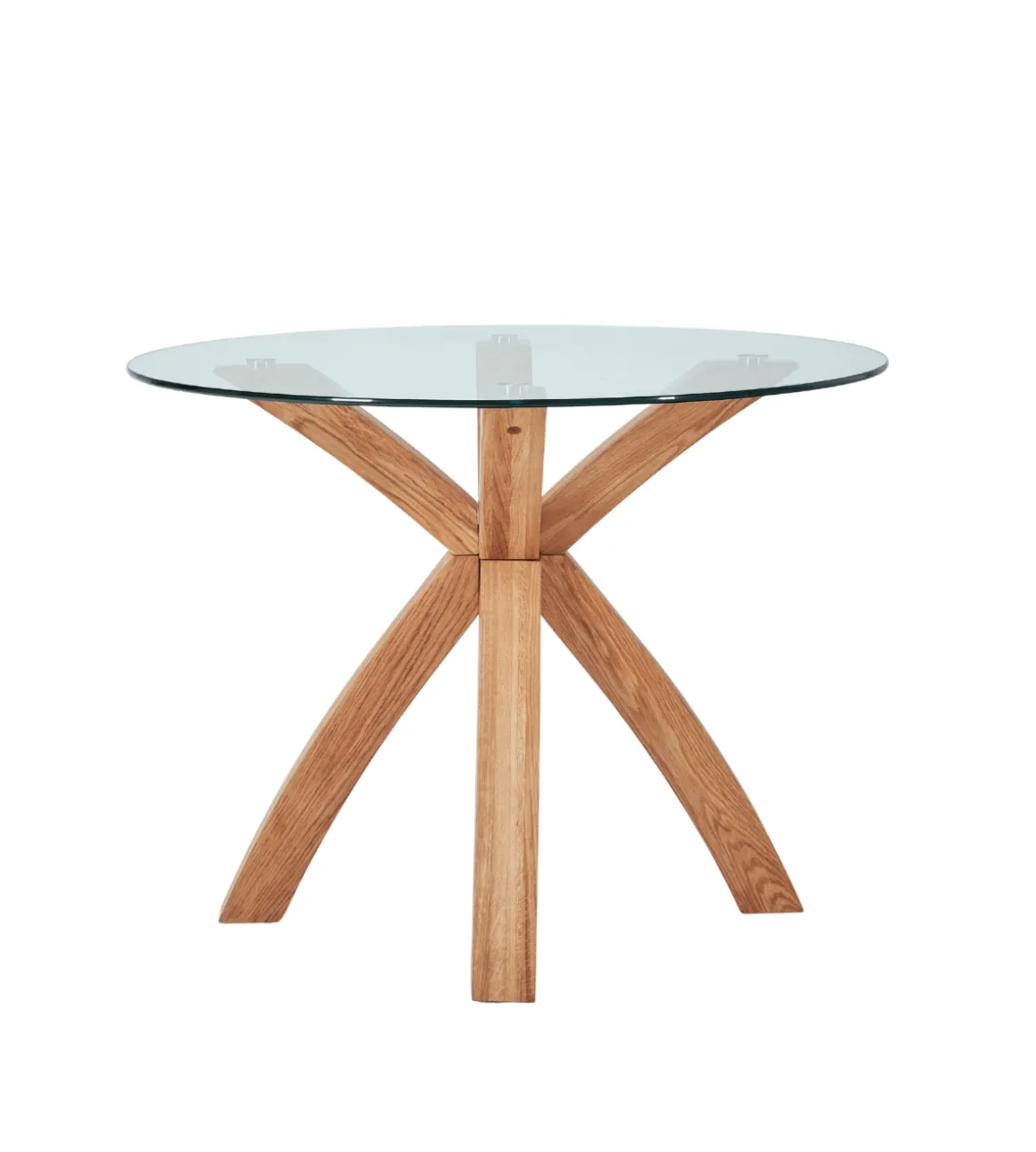 Sidney - Glas spisebord med ben i massiv egetræ Ø100 cm