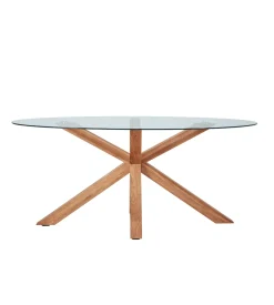 Sidney - Glas spisebord med ben i massiv egetræ 175x90 cm