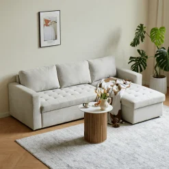 Sinus beige sovesofa med vendbar chaiselong og opbevaring