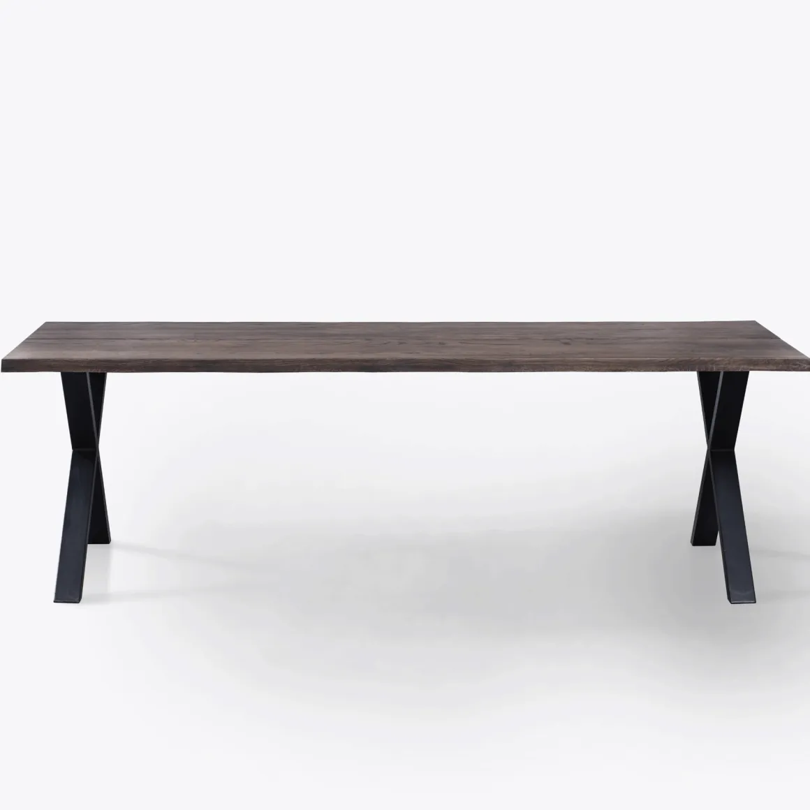 Susan plankebord - 240x95 cm - i smoked eg med krydsben - (Forberedt til tillægsplader)